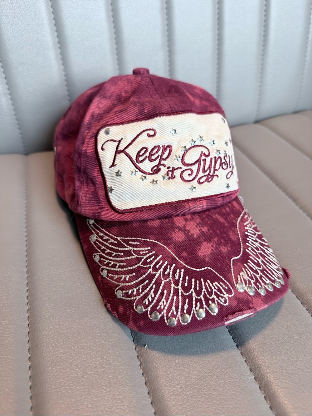 Keep it Gypsy Brand Embroidered Angel Wing Cap Justin Boots Upcycled